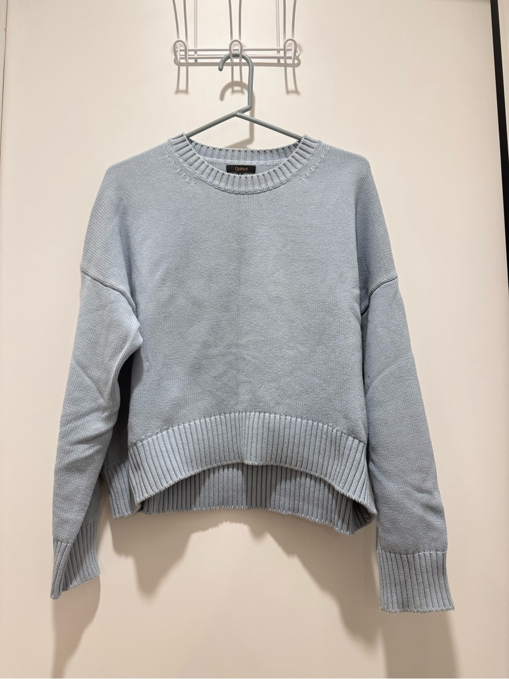 Quince Blue Crewneck Cotton Sweater - Picture 3 of 5